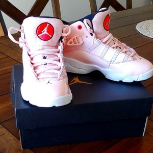 Jordan 6 Rings "Atmosphere/Infrared/Black/White" Girls' Shoe Size 12c